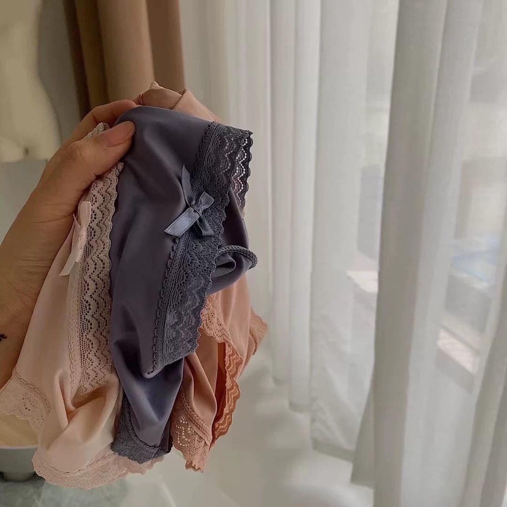 Set Quần Lót Nữ Lụa Băng - Set 3 Quần Chip Nữ Trong Túi Zip Cúc Bấm TOPBRA