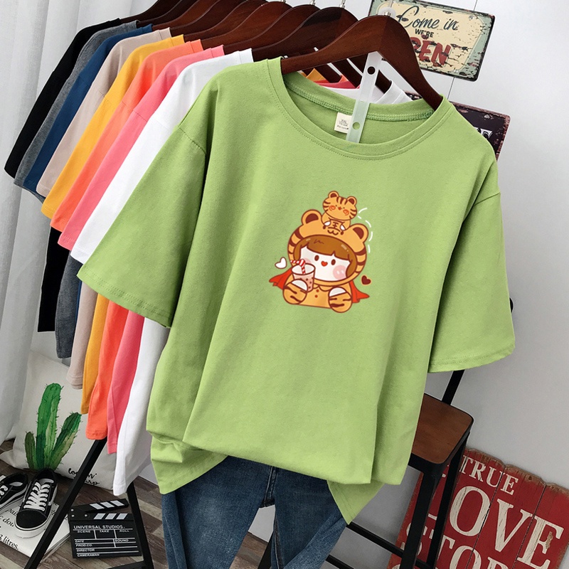NRVP Áo thun tay ngắn cổ tròn in hình hổ năm mới Trung Hoa thời trang mùa hè cho nữ 2022