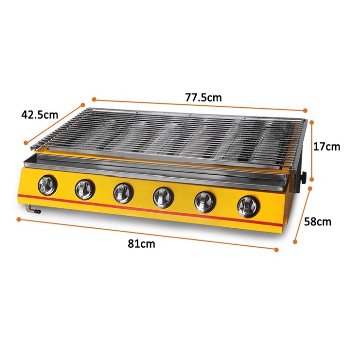 Bếp nướng ga 6 đầu đốt, bếp gas nướng hải sản, thịt bbq ETON ET-K333