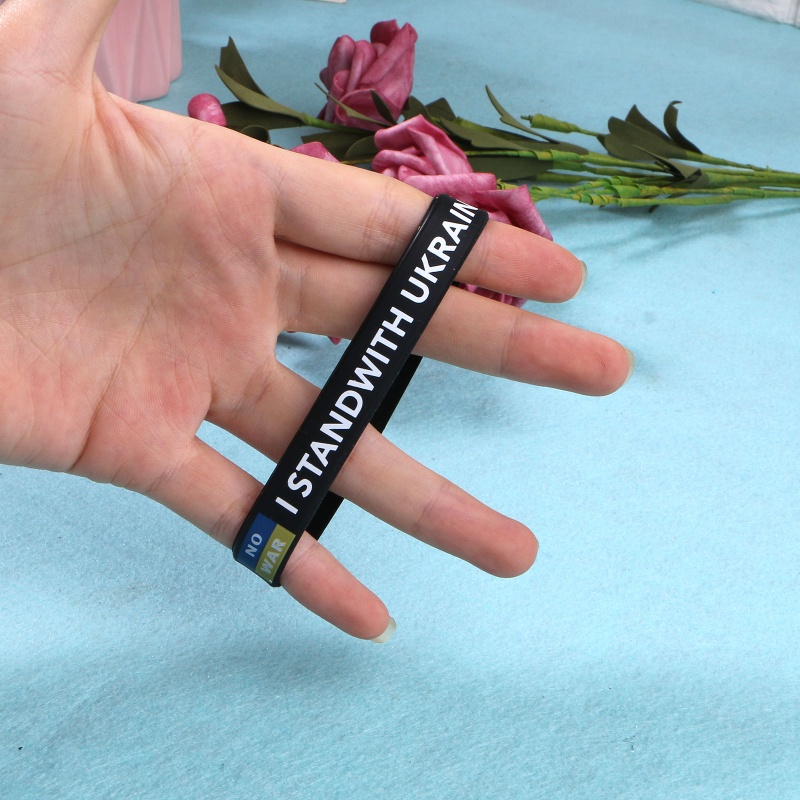 Vòng Tay Silicone Co Giãn Màu Vàng Hình Lá Cờ Ukraine