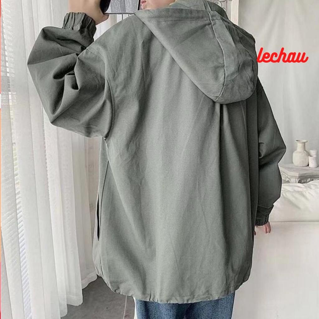 Áo khoác kaki nữ nam form siêu rộng 80kg áo khoác dù unisex ulzzang street style chống nắng AKD02 LECHAU basic rẻ,đẹp