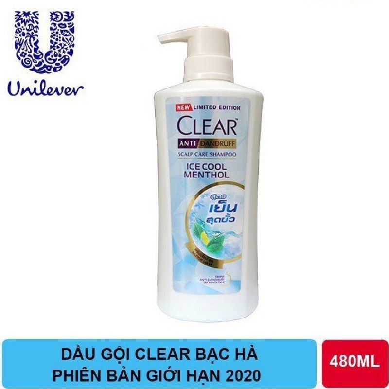 Dầu gội Clear Men Bạc Hà và Bạc Hà, Hoa Anh Đào Thái Lan Mẫu Mới