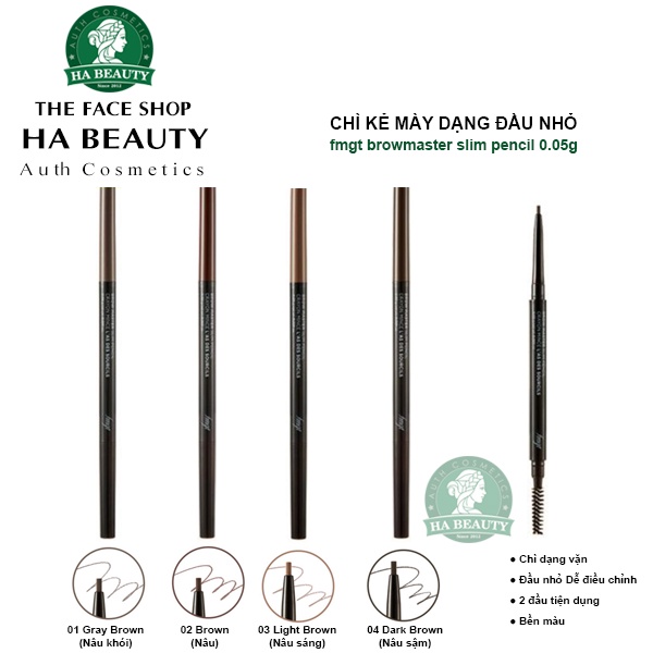 Chì kẻ mày dạng đầu nhỏ trang điểm chân mày lông mày The Face Shop fmgt Brow Master Slim Pencil 0.05g