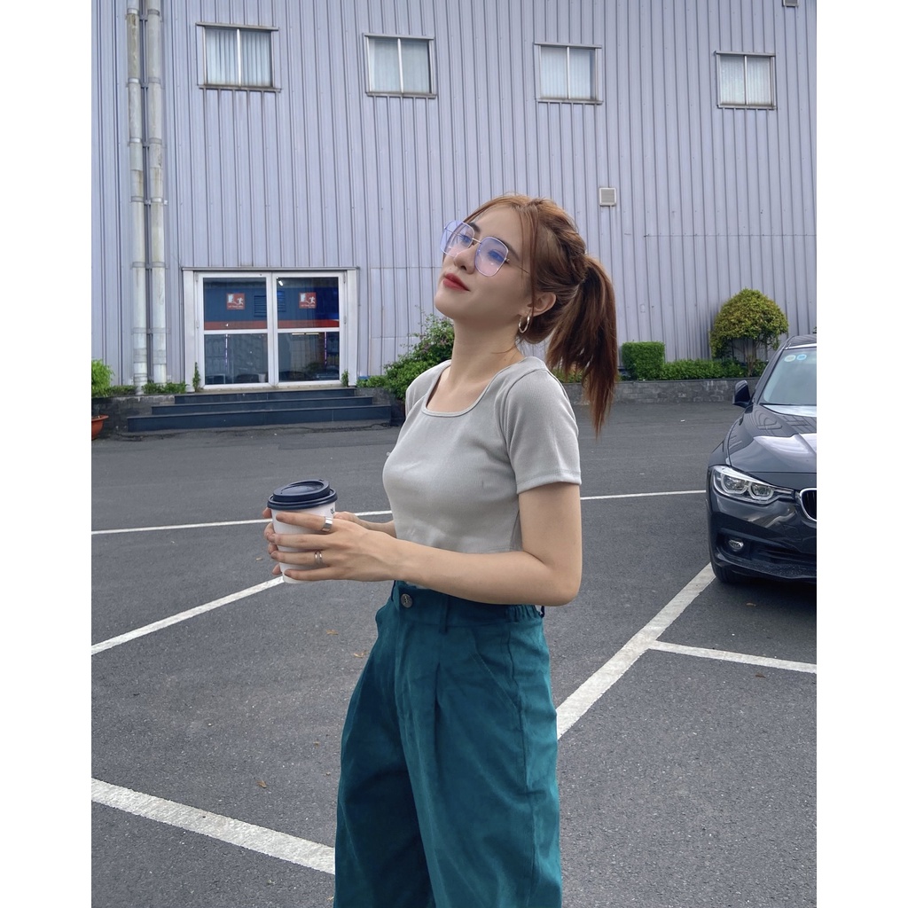 Áo Croptop cổ tròn Cut Out Thời Trang Hàn Quốc mẫu 408 | BigBuy360 - bigbuy360.vn