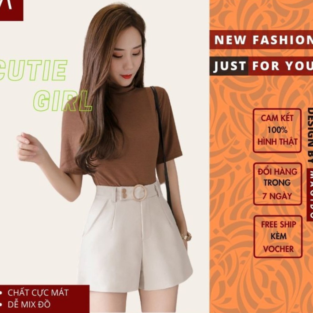 Quần sooc nữ chất liệu tuyết mưa vải mền đẹp quần short cạp cao  có đai cạp fom chuẩn dáng đẹp từ 40kg đén 62kg đều vừa