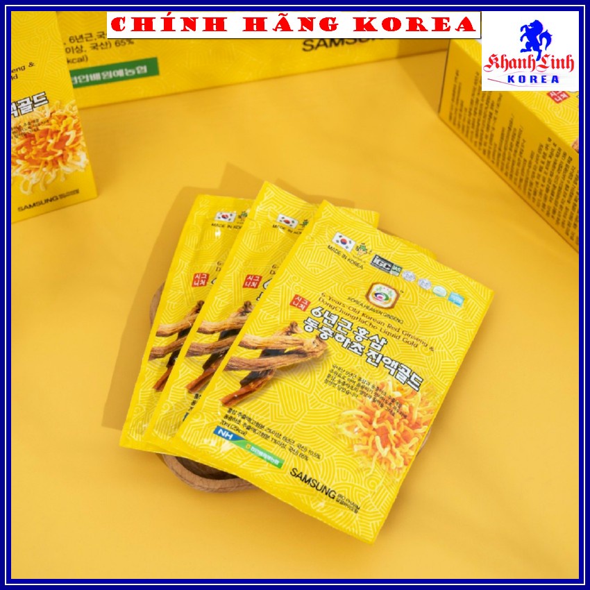 Nước hồng sâm Đông trùng hạ thảo chính hãng, hộp 30 gói - Tăng thể lực, giảm stress, phòng ung thư - khanhlinh
