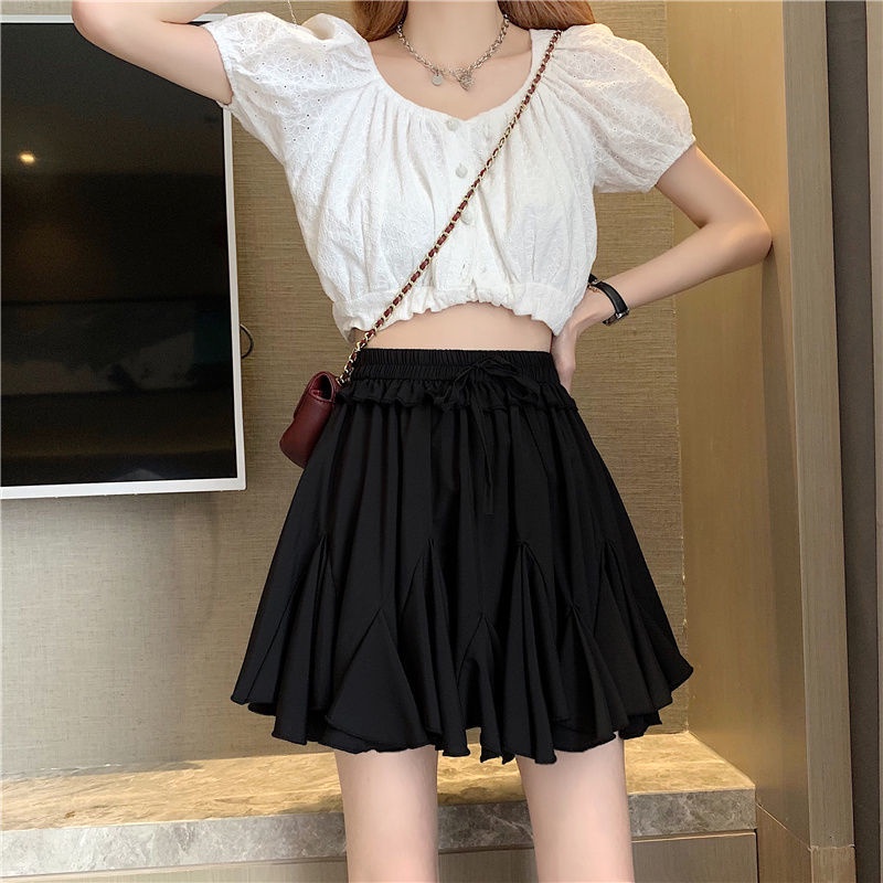 Chân Váy Ngắn Xòe Viền Bèo Dây Nơ Cạp Chun Chân Váy Tennis Dáng Ngắn Freesize Siêu Hot | BigBuy360 - bigbuy360.vn