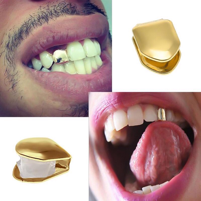 Một chiếc grillz trang sức răng đơn vàng bạc hiphop