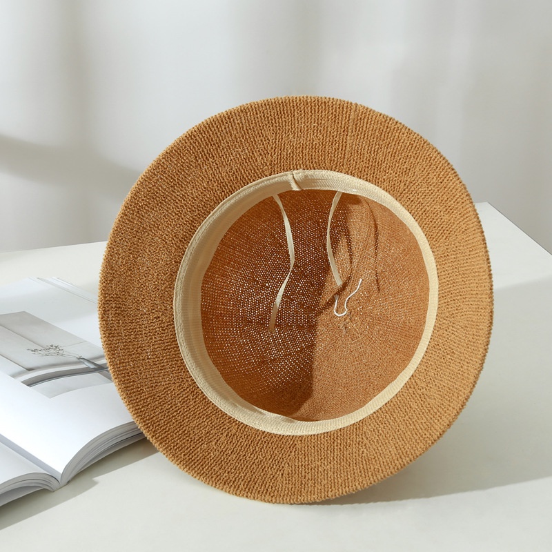 Nón Len Vành Rộng Màu Trơn Phối Dây Korea Style