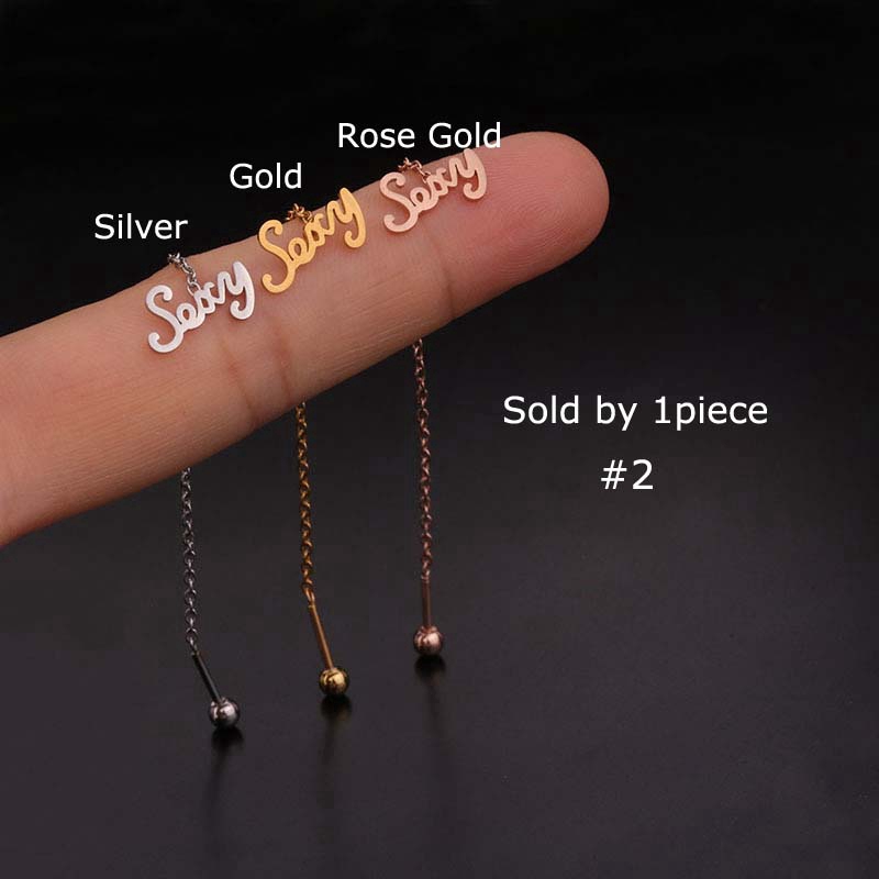 Khuyên tai thiết kế thời trang thép không gỉ 20g chiều dài dây treo 6MM