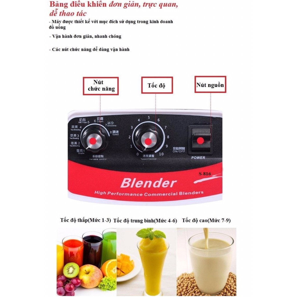 Máy đảo trà đa năng Blender 816 tặng kèm 3 muỗng định lượng 10g