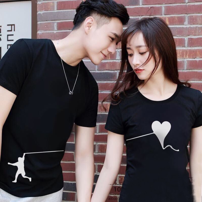 Áo thun đôi, đồ đôi nam nữ in hình dễ thương