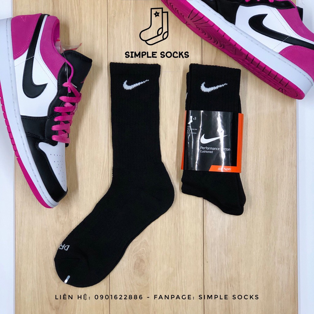 Tất Nike Cao Cấp 💖FREESHIP💖 Vớ Nam Nữ Unisex Chính Hãng- Tất Cao Cấp Nike Cổ Cao Dày Dặn Chống Hôi Chân - Đen Trắng