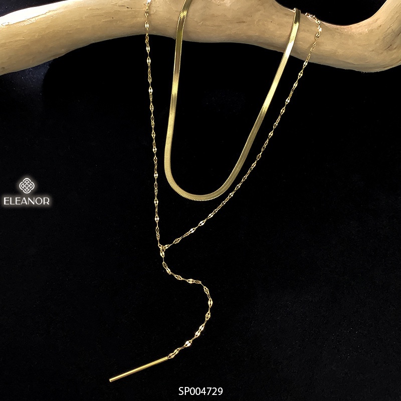Dây chuyền layer nữ titan Eleanor Accessories dáng dài sợi mảnh phụ kiện trang sức 4729