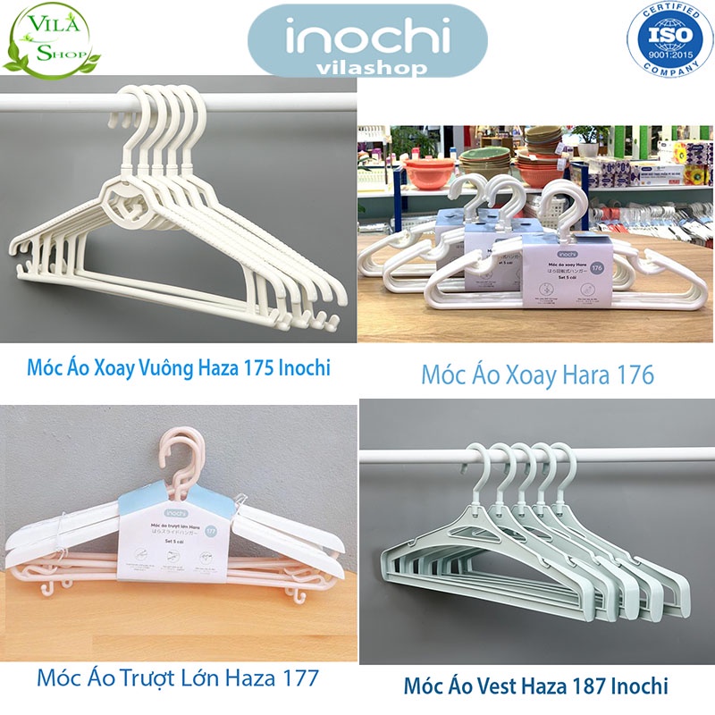 [ Set 5 ] Móc Treo Quần Áo Xoay Vuông Hara 175, Mắc Treo Quần Áo Nhựa Cao Cấp INOCHI Tiêu Chẩn Nhật