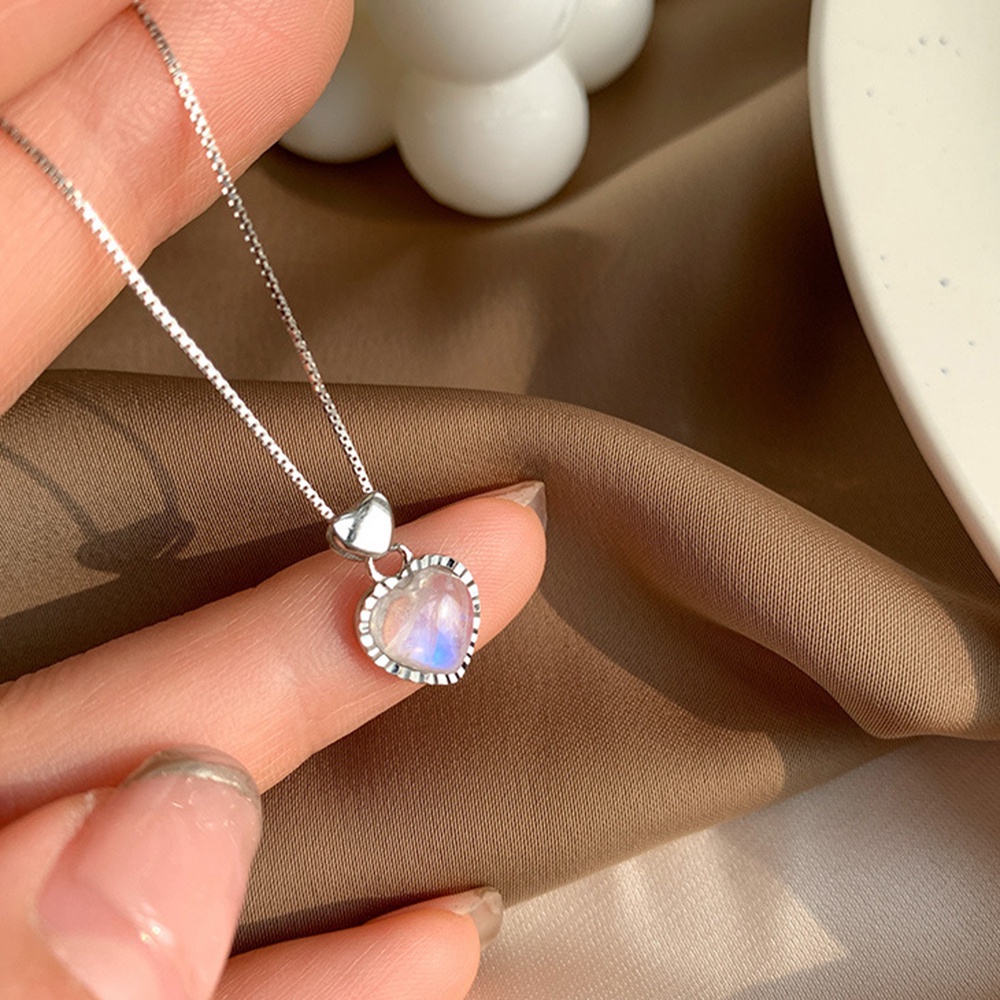 Vòng Tay / Vòng cổ Mặt Hình Trái Tim Đính Đá Mặt Trăng Phong Cách Hàn Quốc