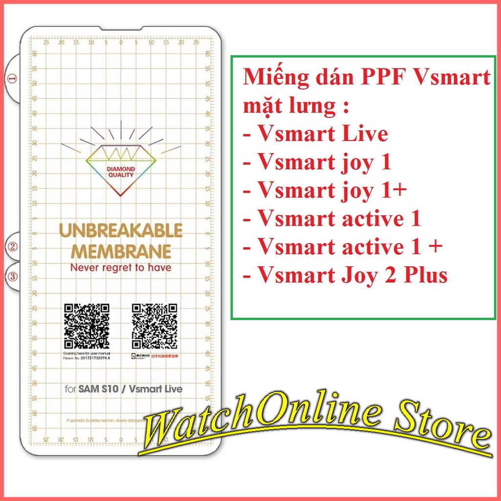 [Vsmart ] Dán PPF mặt lưng cho vsmart live / vsmart  joy 1 / vsmart  joy 1 + / vsmart  active 1-1+ / vsmart  joy 2 plus