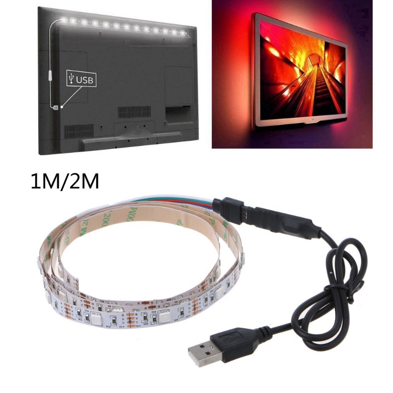 Dây Đèn Led Dc 5v Usb 30 Bóng / M 5050 Rgb Không Thấm Nước + Điều Khiển Từ Xa