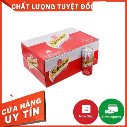 Thùng 24 lon Schweppes Dry Ginger Ale hương gừng 330ml - Đồ uống Soda pha chế chuyên nghiệp