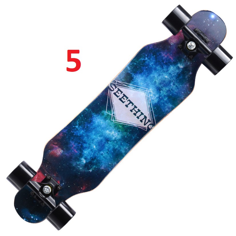 Ván trượt thể thao Longboard gỗ nhám 7 lớp in hình