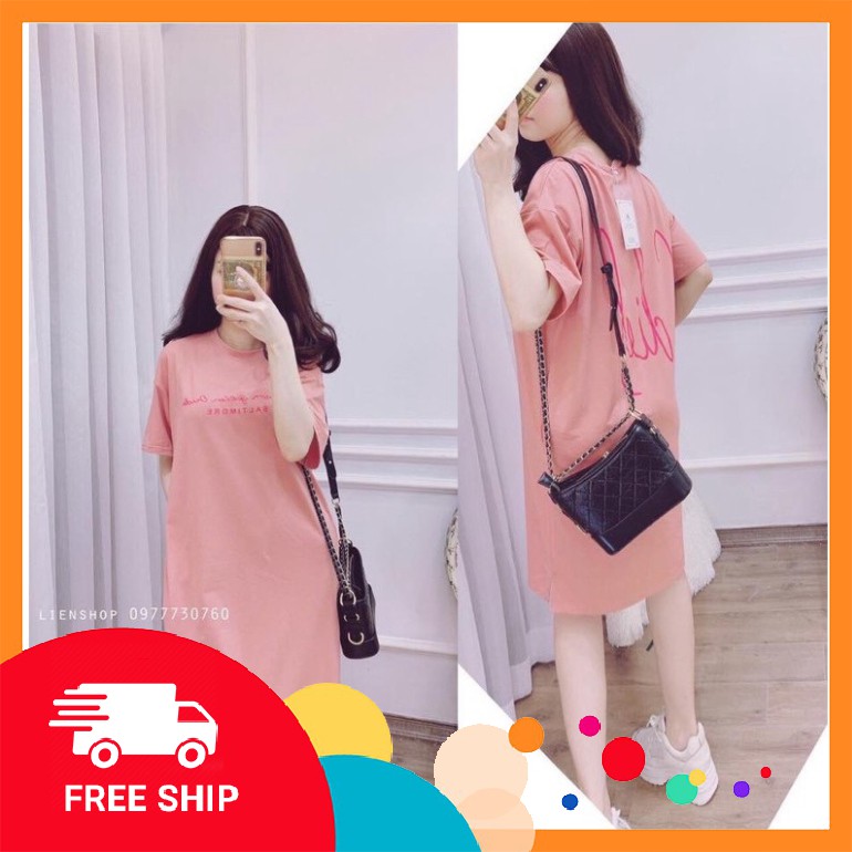 Váy Suông dáng rộng dai qua gối chất liệu cotton quảng châu nhiều màu siêu xinh