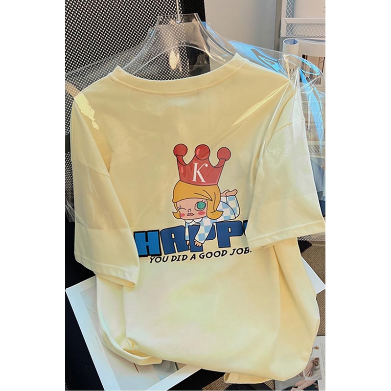 Áo Thun HIIXIIVI 100% cotton Tay Ngắn Cổ Tròn In Hình Hoàng Hôn Thời Trang Mùa Hè Phong Cách Hàn Quốc Dành Cho Nữ 2022