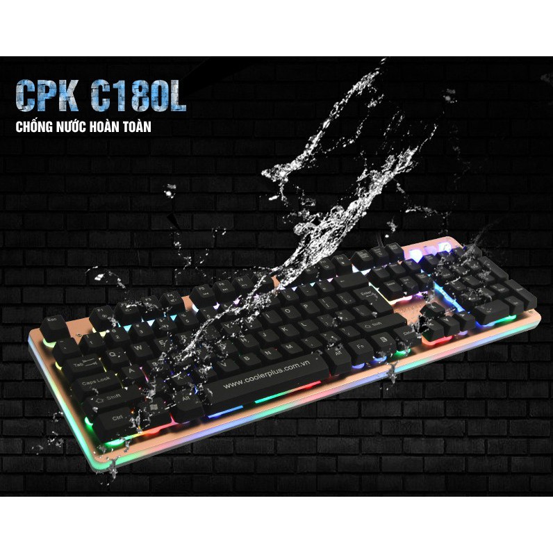 Bàn phím CoolerPlus CPK FC180L Chính hãng - Chuyên game- Full led -Chống nước toàn phần - Cổng Usb