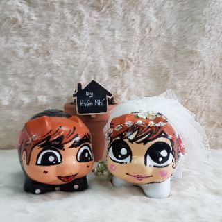 Heo đất handmade - combo cô dâu & chú rể