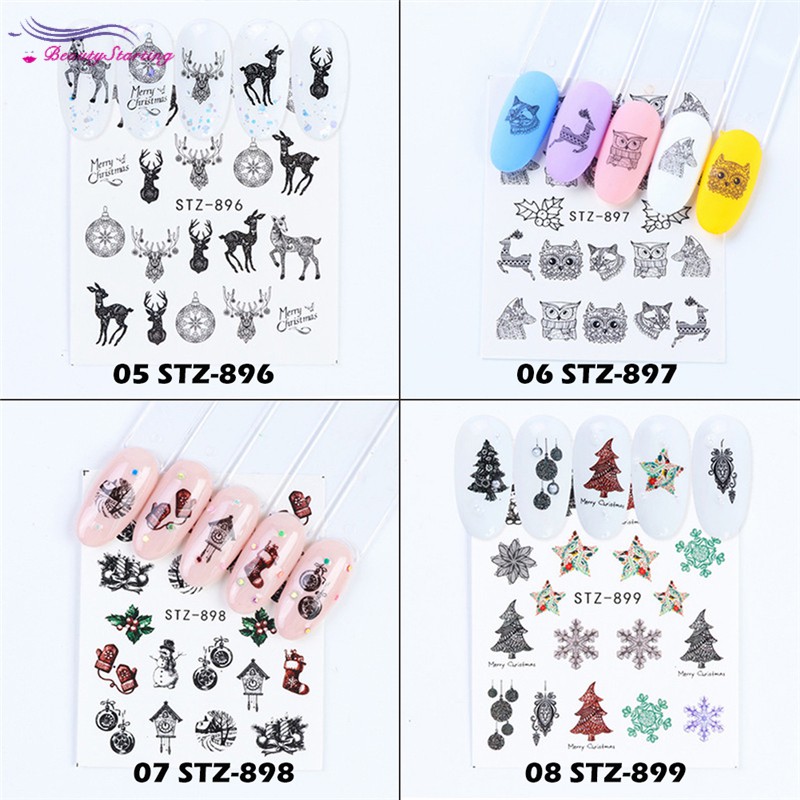 [Hàng mới về] Sticker dán nước họa tiết Giáng Sinh và năm mới hình ông già Noel/ người tuyết/ tuần lộc