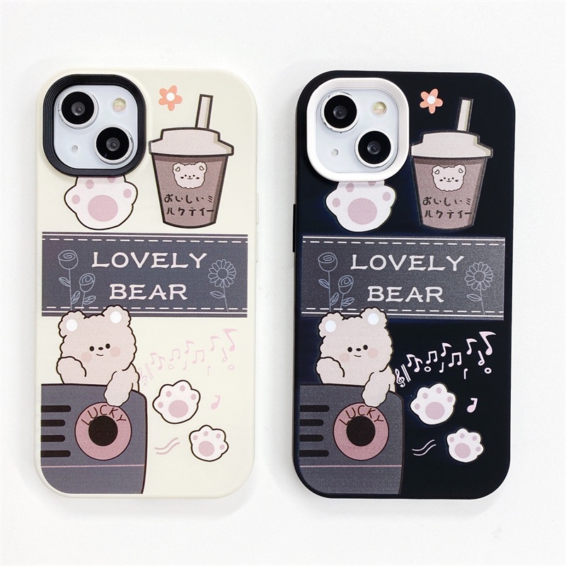 Ốp Điện Thoại Silicon Dẻo Chống Va Chạm Hình Gấu Trà Sữa 3 Trong 1 IPHONE 13 13PRO 13 PRO MAX 12 12PRO 12PROMAX 11PRO 11PROMAX X XS XR XSMAX
