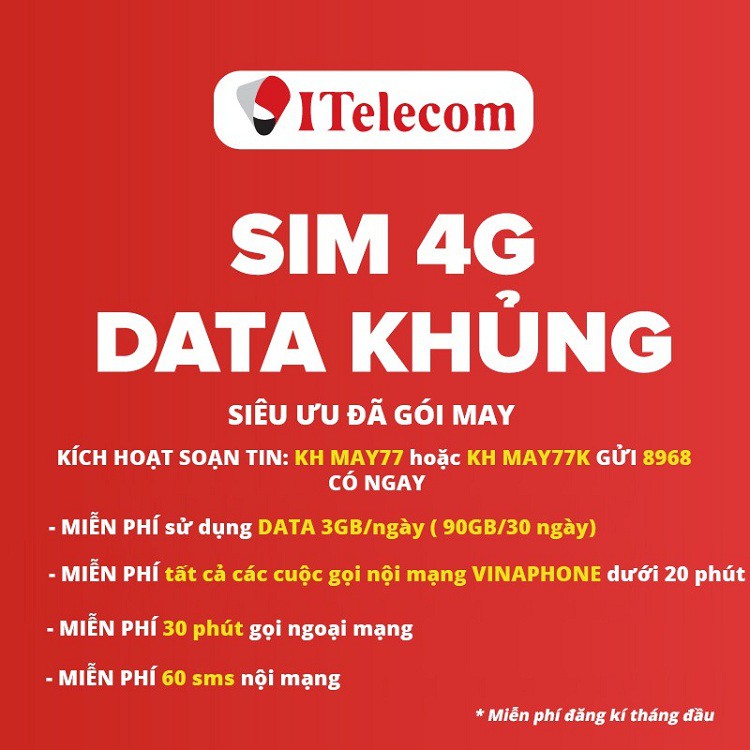 SIM 4G Vinaphone Gói Itelecom nghe gọi vào mạng siêu rẻ, dùng cho điện thoại di động, máy tính bảng đồng hồ thông minh