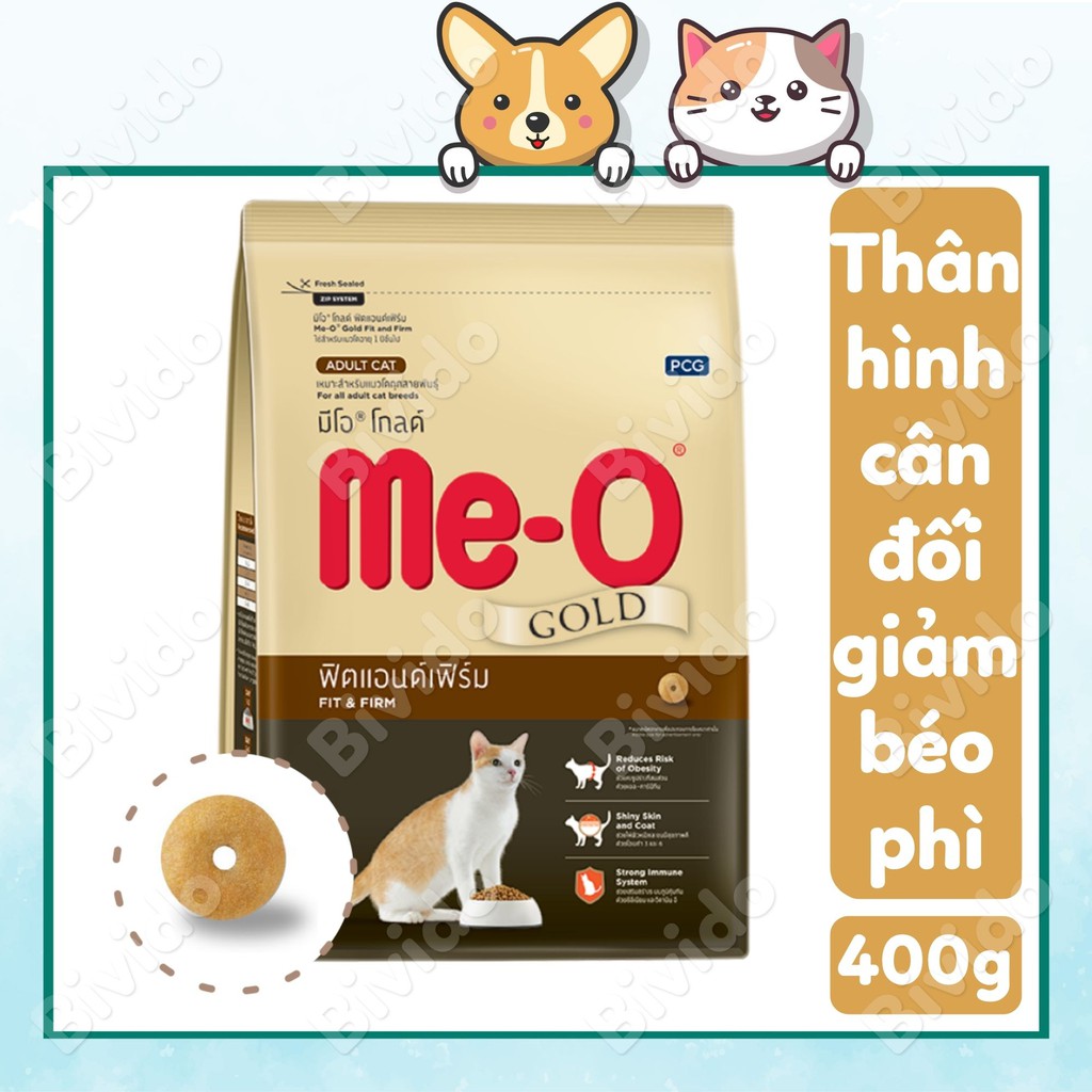 Thức ăn cho mèo Me-O Gold Fit and Firm giảm béo, thân hình cân đối túi 400g - Bivido