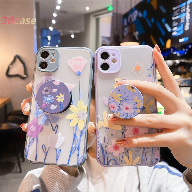 Fashion Blue Flower Skin Feel Case Xiaomi Redmi 9 9C NFC 8 8A PRO 8A Dual 10X Redmi Note 9 8 7 7 PRO 7S With holder