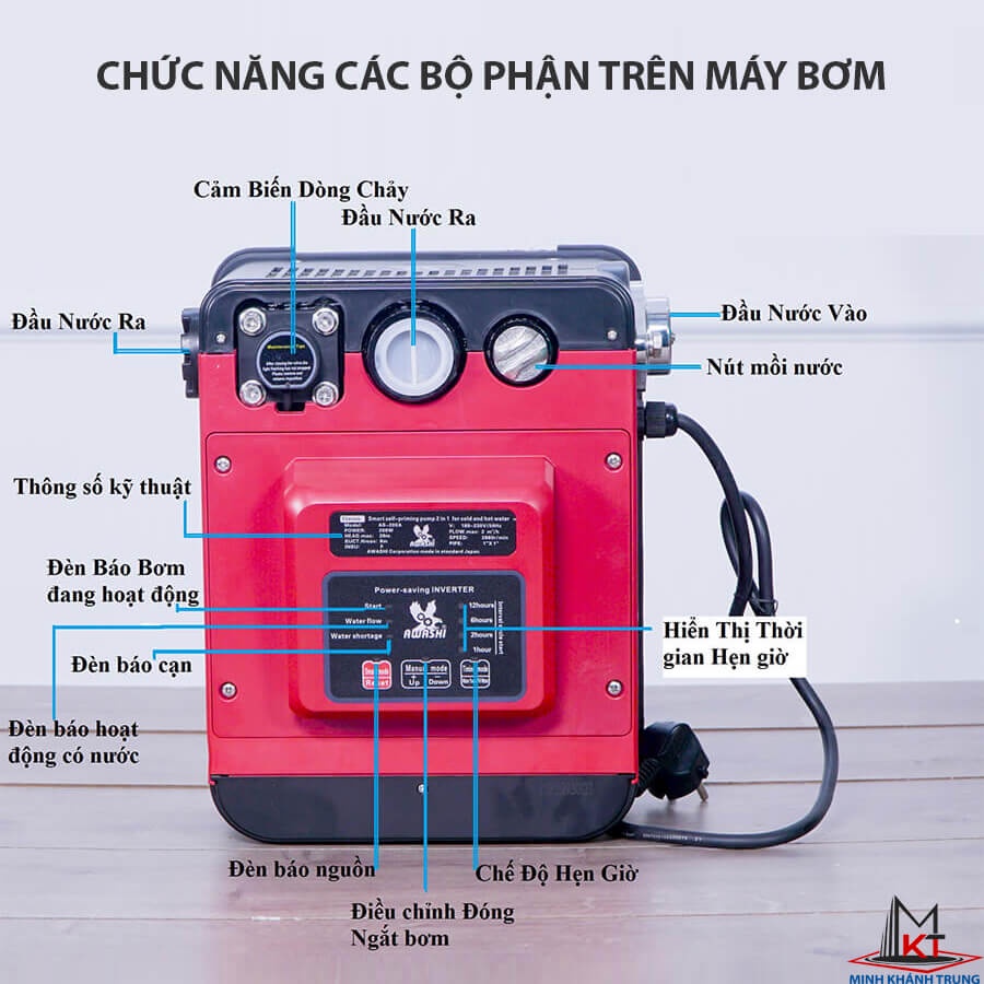 Máy Bơm Tăng Áp Điện Tử Awashi 150W, 200W, 300W, 400W Nhật Bản, Chống cháy, vận hành êm - Bảo Hành 24 Tháng
