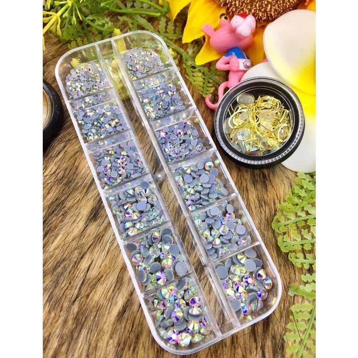 đá chân keo màu trắng ab trang trí nail