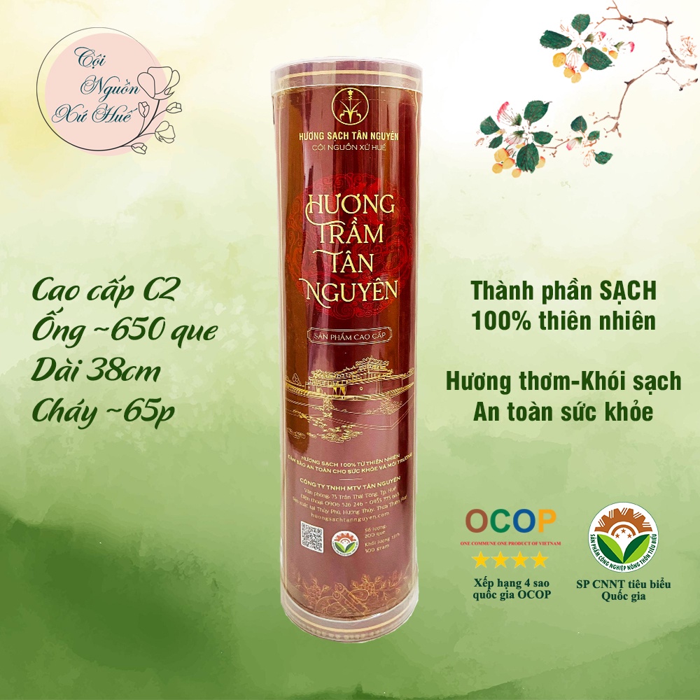 Hương sạch Tân Nguyên, nhang ít khói, nhang trầm hương cao cấp ống lớn 1kg dài 38cm, 35cm