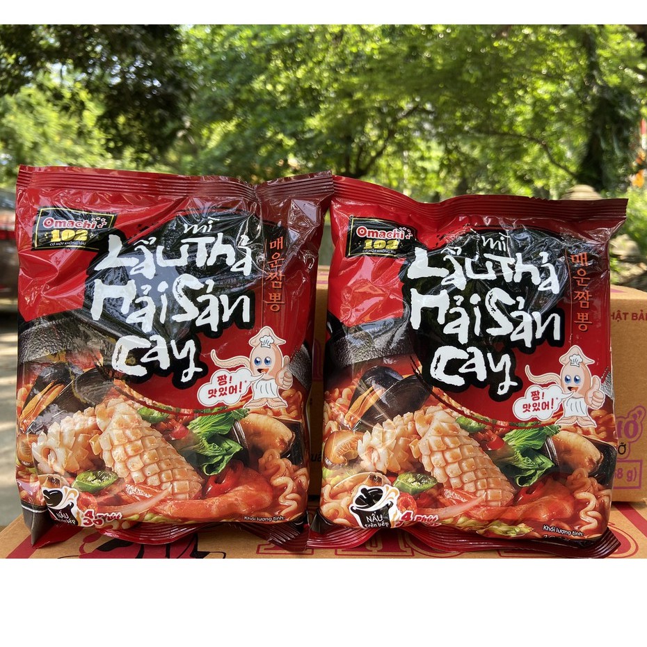 COMBO 10 GÓI MÌ HẢI SẢN CAY OMACHI 102 NẤU 4 PHÚT 108G