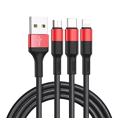 Dây sạc bọc dù 3 đầu iphone type c micro usb hoco x26 - cáp sạc dây dù 3 đầu hoco x26 - vienthonghn