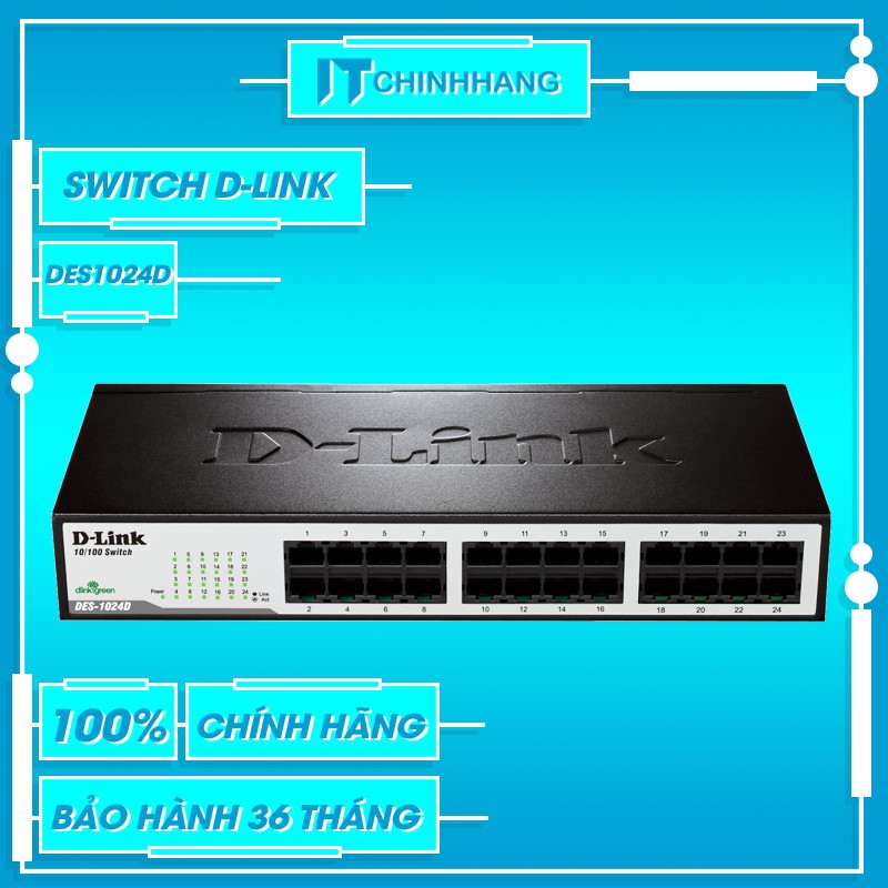 Switch D-Link DES-1024D 24 cổng 10/100Mbps (Vỏ Sắt) - Hàng Chính Hãng