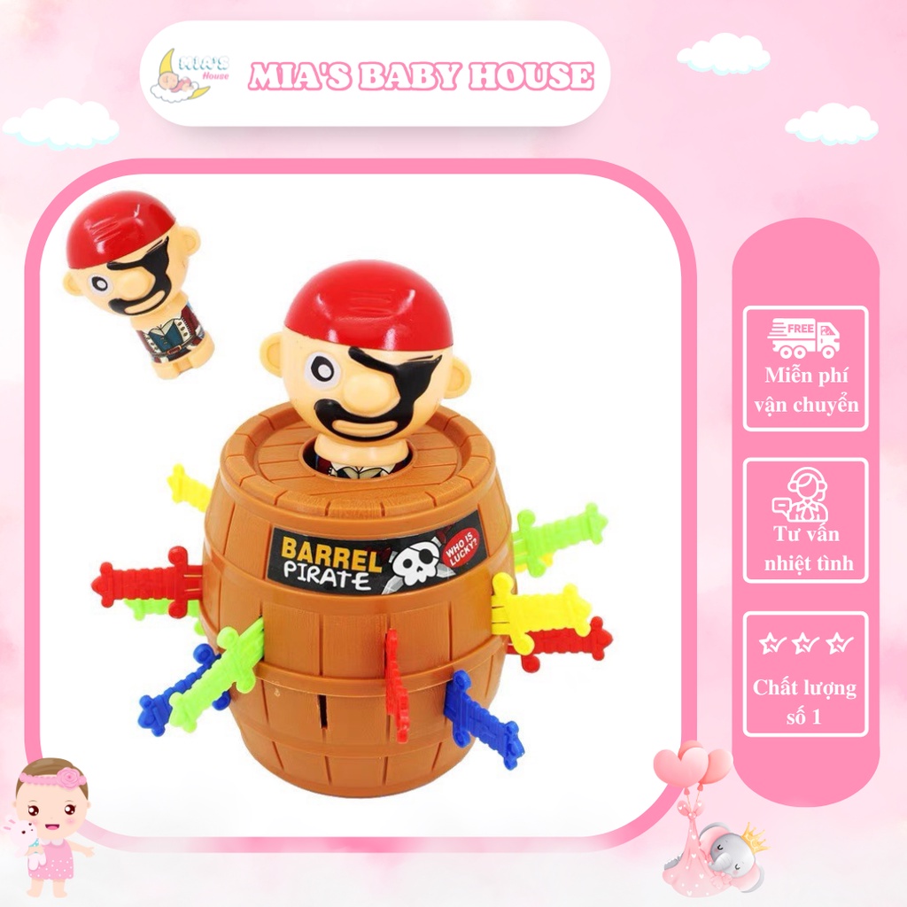 Đồ chơi đâm hải tặc thùng cướp biển vui nhộn cho bé, size lớn 16 kiếm chất liệu nhựa an toàn