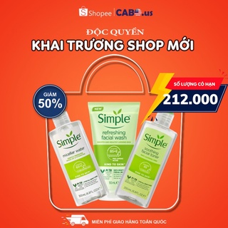 Combo simple nước tẩy trang micellar 200ml + sữa rửa mặt refreshing 150ml + toner 200ml cabous081 sạch sâu cho da