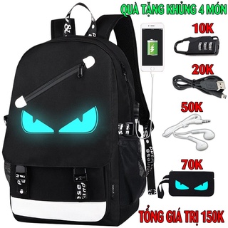 Balo nam nữ đi học thời trang phát sáng Baloking hình Mắt - TẶNG cáp sạc USB - Cặp đi học cực HÓT