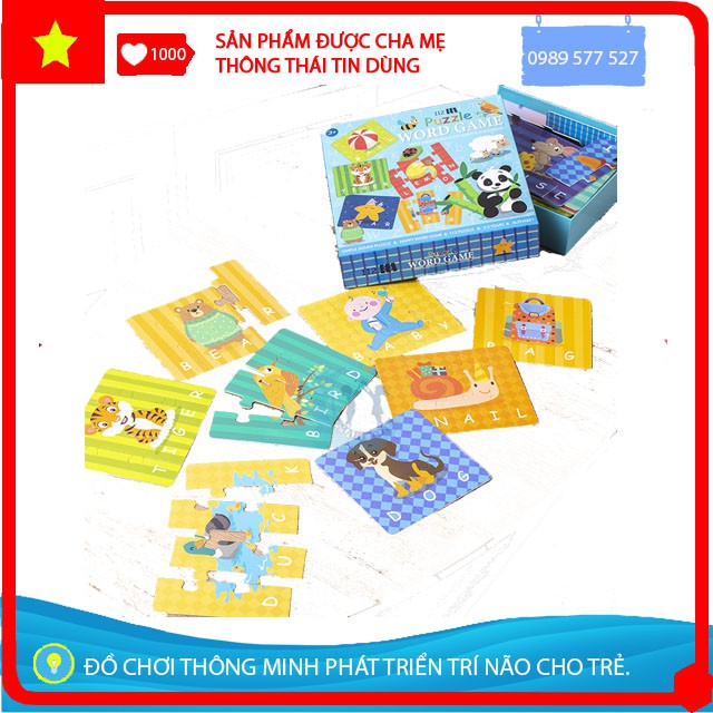 [Tư Duy] Thẻ Flash Card Kèm Ghép Hình Động Vật -  Giúp Bé Học Tiếng Anh