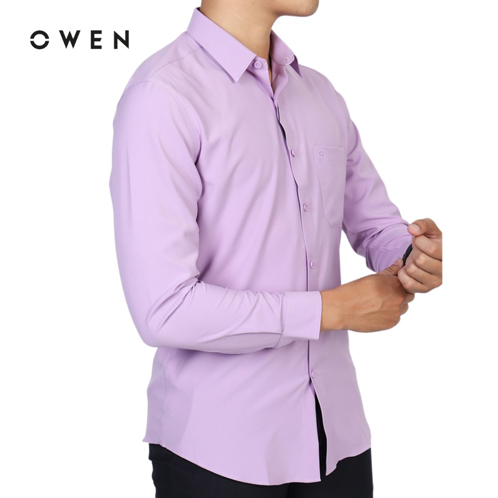 Áo sơmi dài tay nam Owen chất Nano dáng Regularfit màu hồng tím nhạt - AR90650DT