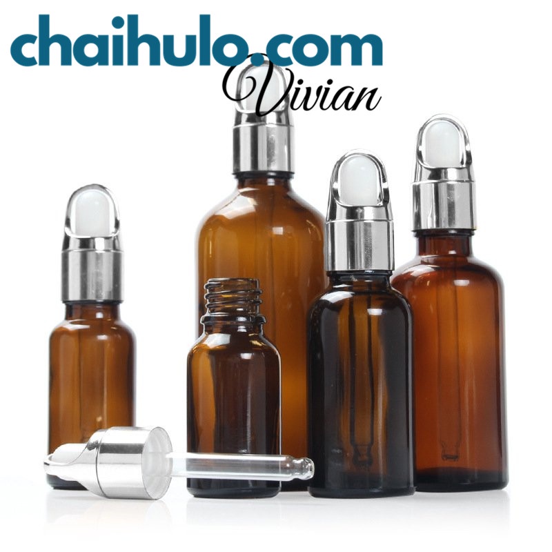 30ml Lọ Chiết Mỹ Phẩm Lọ Chiết Serum Mini Chai Lọ Thủy Tinh Đựng Tinh Dầu Màu Nâu/Trong Suốt Nắp Bóp Quai Xách Nhỏ Giọt