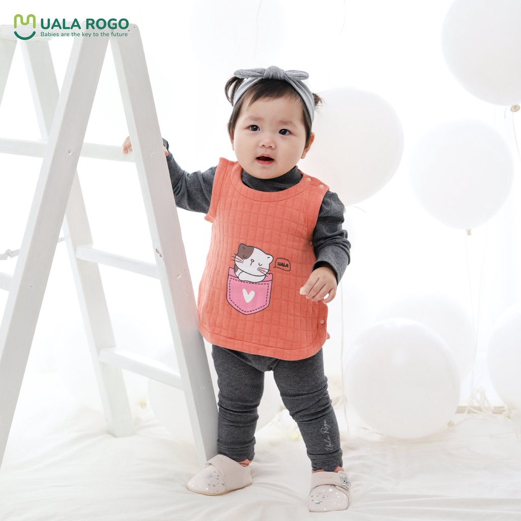 Áo gile trần bông cho bé Ualrogo 0-2 tuổi vải cotton giữ ấm cúc bên