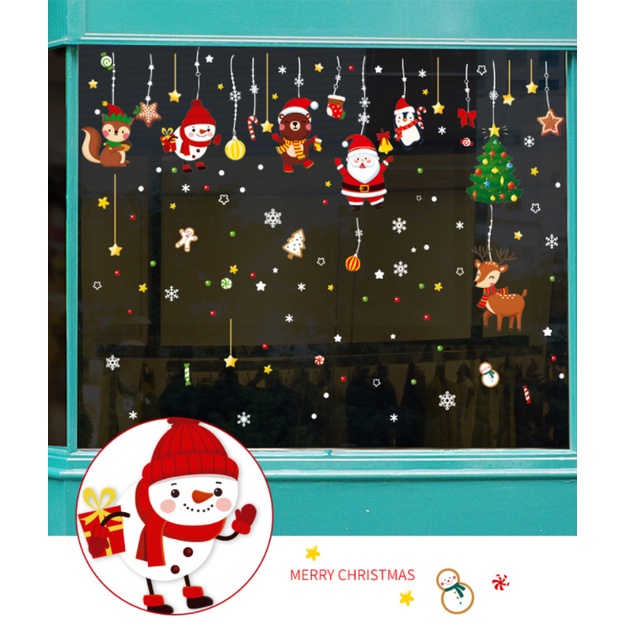Decal dán tường Noel Hít Tĩnh Điện không Dơ Kính - Dây rèm nai xinh xắn