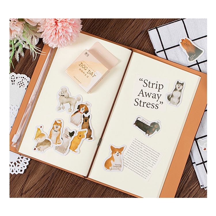 Hộp 46 tấm sticker, hình dán những chú chó đáng yêu