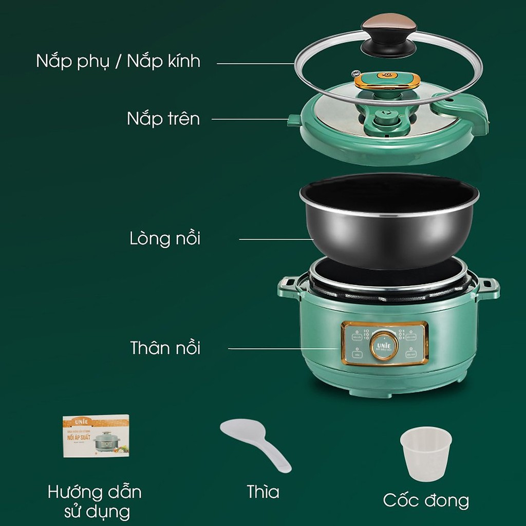 [HÀNG CHÍNH HÃNG] Nồi áp suất điện đa năng NineShield - Dung tích 3 Lít - Điều khiển điện tử - 6 Chế độ nấu tự động