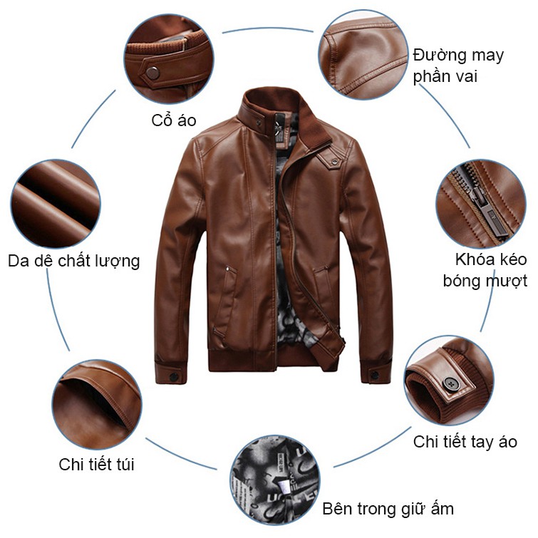 Áo khoác da ôm dáng vừa vặn thời trang dành cho nam